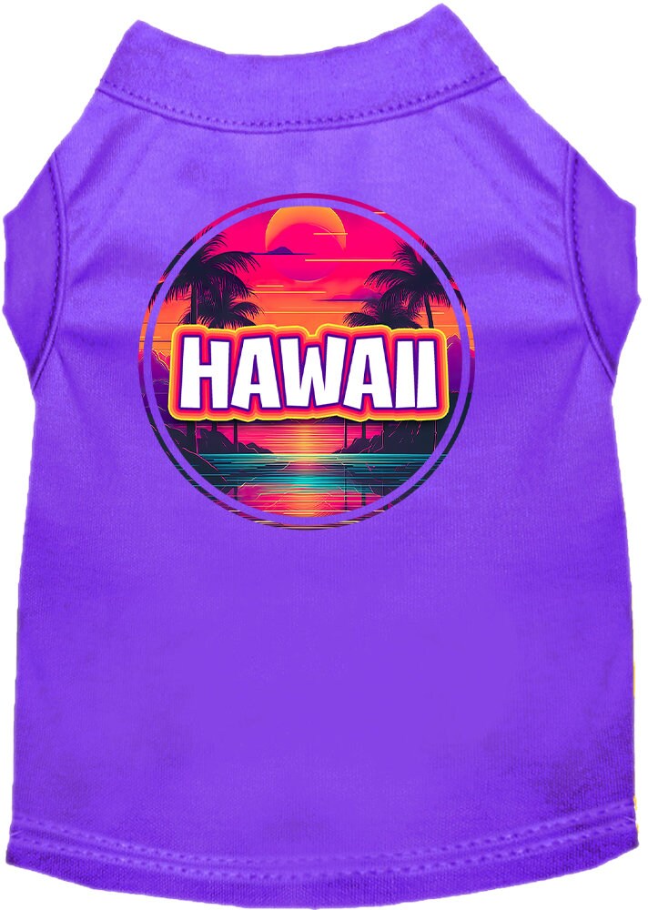 Camiseta serigrafiada para perros y gatos, para mascotas pequeñas y medianas (tallas XS a XL), "Hawaii Neon Beach Sunset"