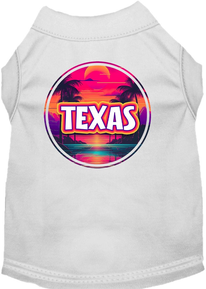 Camiseta serigrafiada para perros y gatos, para mascotas pequeñas y medianas (tallas XS a XL), "Texas Neon Beach Sunset"