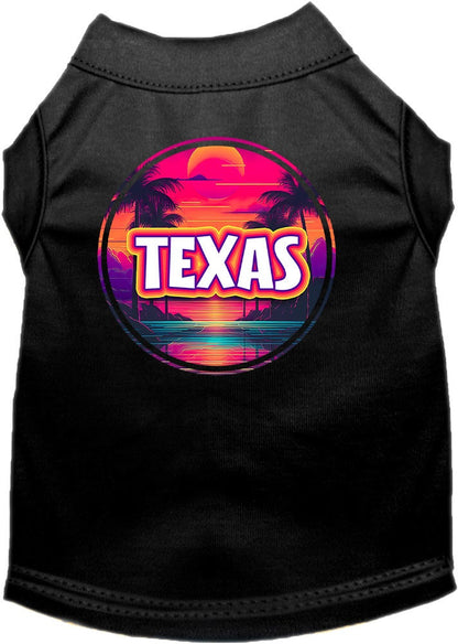 Camiseta serigrafiada para perros y gatos, para mascotas pequeñas y medianas (tallas XS a XL), "Texas Neon Beach Sunset"