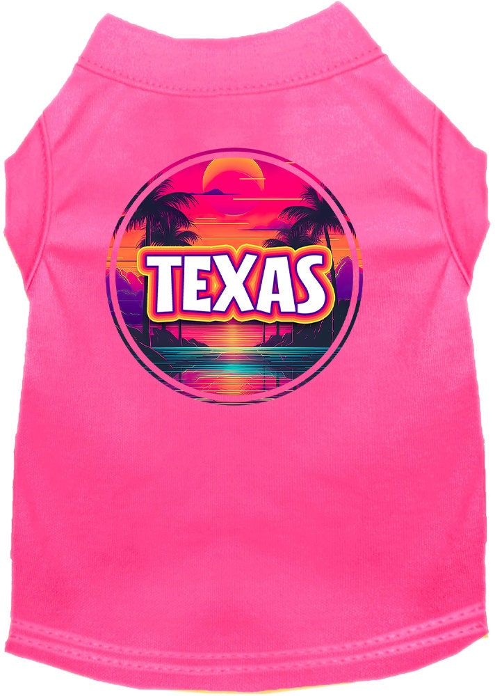 Camiseta serigrafiada para perros y gatos, para mascotas pequeñas y medianas (tallas XS a XL), "Texas Neon Beach Sunset"