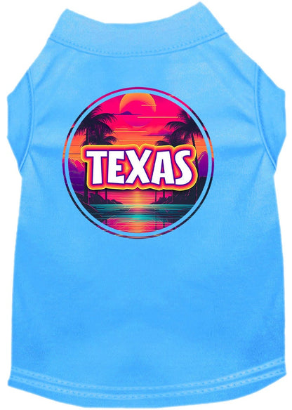 Camiseta serigrafiada para perros y gatos, para mascotas pequeñas y medianas (tallas XS a XL), "Texas Neon Beach Sunset"