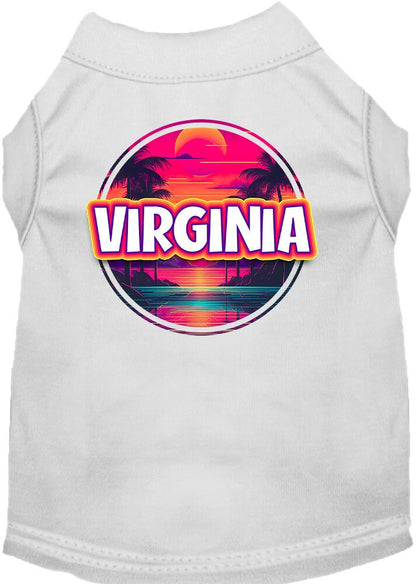 Camiseta serigrafiada para perros y gatos, para mascotas pequeñas y medianas (tallas XS a XL), "Virginia Neon Beach Sunset"