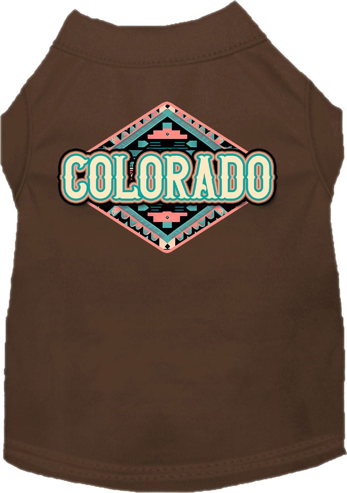 Pet Dog & Cat Screen Printed Shirt for Medium to Large Pets (Sizes 2XL-6XL), "Colorado Peach Aztec"