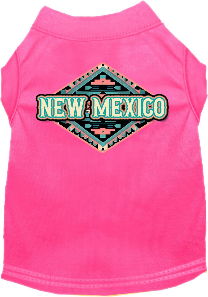 Camiseta serigrafiada para perros y gatos, para mascotas pequeñas y medianas (tallas XS a XL), "New Mexico Peach Aztec"