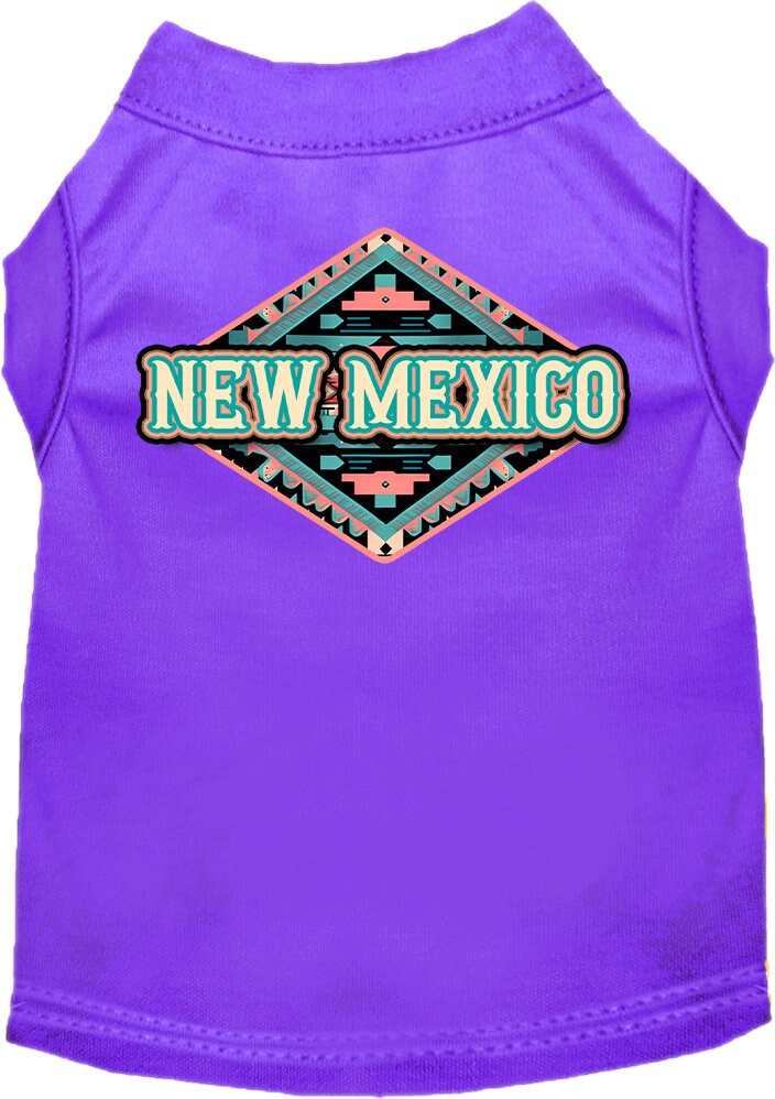 Camiseta serigrafiada para perros y gatos, para mascotas pequeñas y medianas (tallas XS a XL), "New Mexico Peach Aztec"