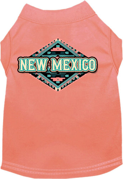 Camiseta serigrafiada para perros y gatos, para mascotas pequeñas y medianas (tallas XS a XL), "New Mexico Peach Aztec"