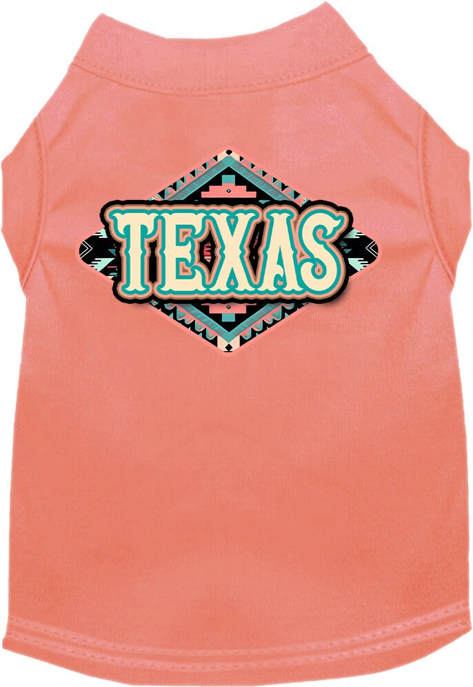 Camiseta serigrafiada para perros y gatos, para mascotas pequeñas y medianas (tallas XS a XL), "Texas Peach Aztec"