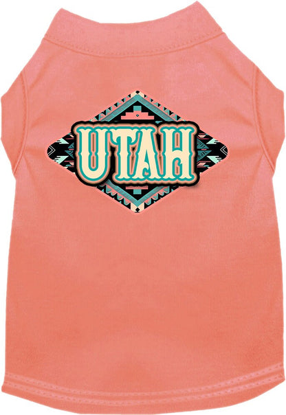 Camiseta serigrafiada para perros y gatos, para mascotas pequeñas y medianas (tallas XS a XL), "Utah Peach Aztec"