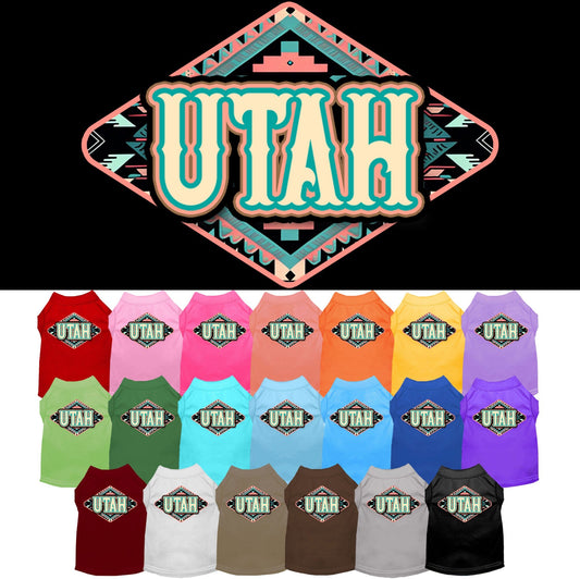 Camiseta serigrafiada para perros y gatos, para mascotas pequeñas y medianas (tallas XS a XL), "Utah Peach Aztec"