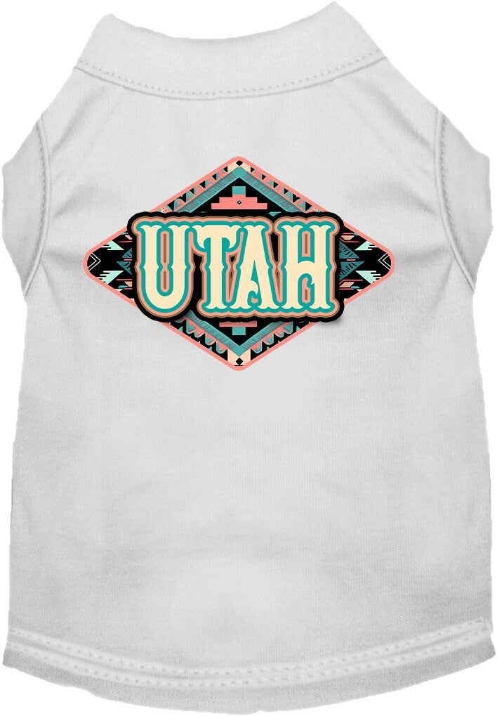 Camiseta serigrafiada para perros y gatos, para mascotas pequeñas y medianas (tallas XS a XL), "Utah Peach Aztec"