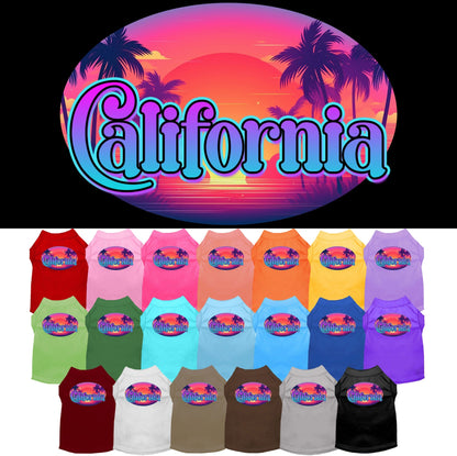 Pet Dog & Cat Screen Printed Shirt for Medium to Large Pets (Sizes 2XL-6XL), "California Classic Beach"