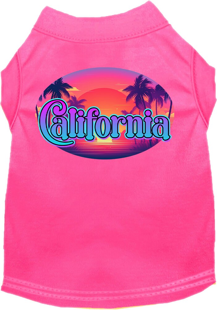 Pet Dog & Cat Screen Printed Shirt for Small to Medium Pets (Sizes XS-XL), "California Classic Beach"