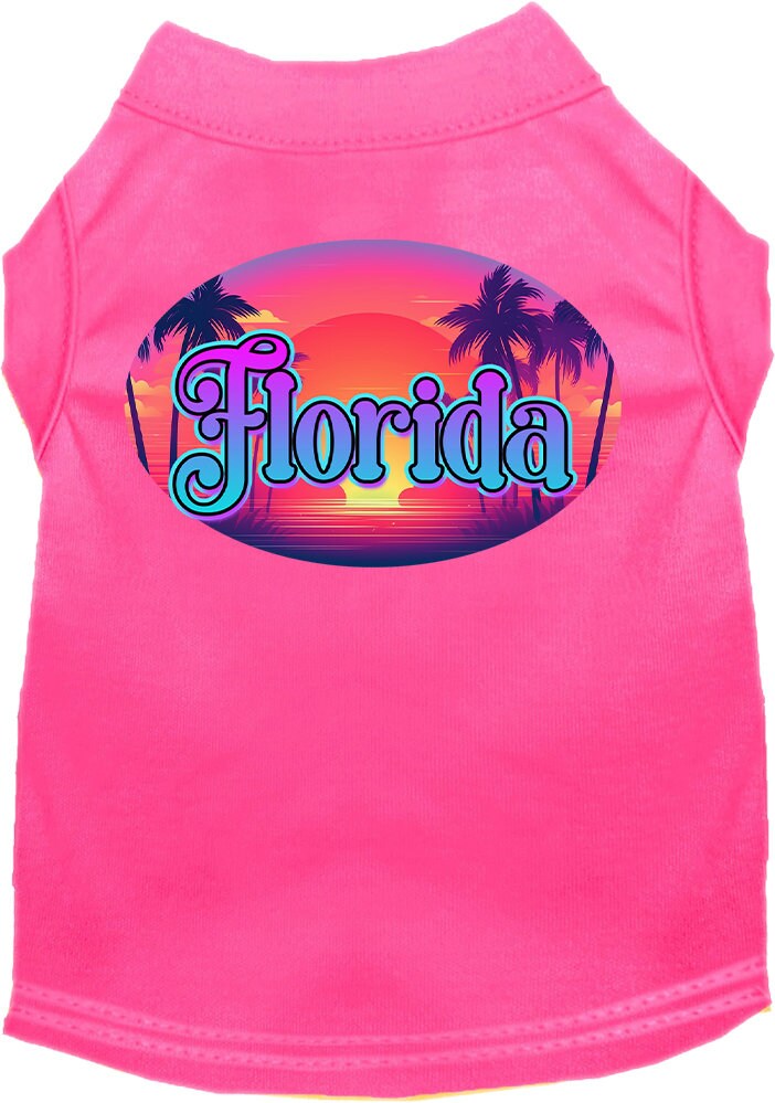 Camiseta serigrafiada para perros y gatos, para mascotas pequeñas y medianas (tallas XS a XL), "Florida Classic Beach"