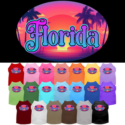 Pet Dog & Cat Screen Printed Shirt for Medium to Large Pets (Sizes 2XL-6XL), "Florida Classic Beach"