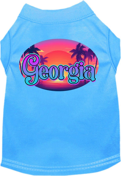 Camiseta serigrafiada para perros y gatos, para mascotas pequeñas y medianas (tallas XS a XL), "Georgia Classic Beach"