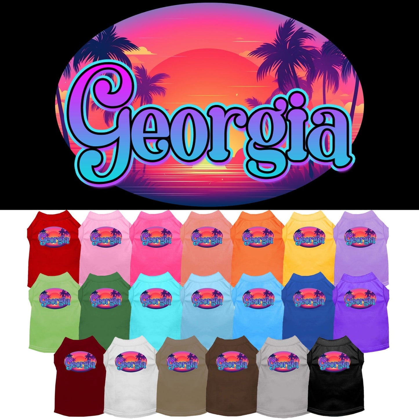 Camiseta serigrafiada para perros y gatos, para mascotas pequeñas y medianas (tallas XS a XL), "Georgia Classic Beach"