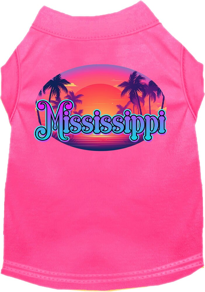 Camiseta serigrafiada para perros y gatos, para mascotas pequeñas y medianas (tallas XS a XL), "Mississippi Classic Beach"