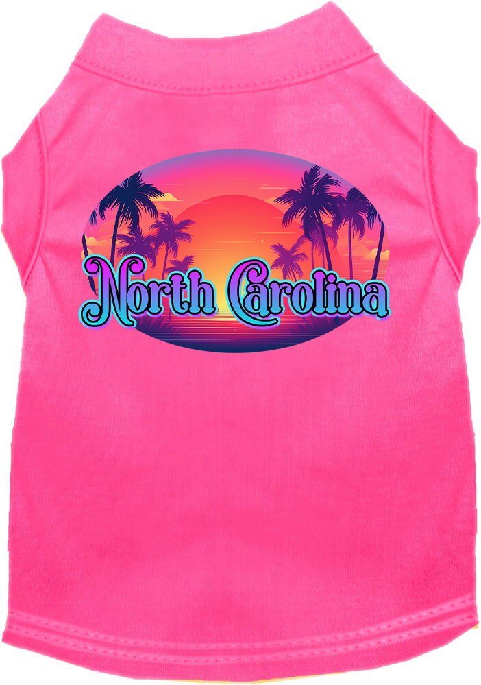 Camiseta serigrafiada para perros y gatos, para mascotas pequeñas y medianas (tallas XS a XL), "North Carolina Classic Beach"