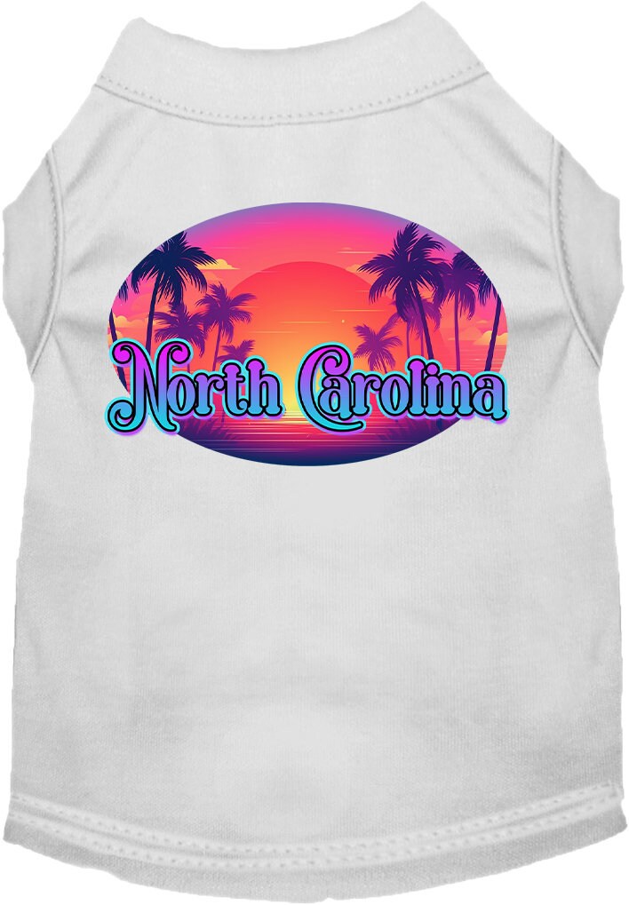 Camiseta serigrafiada para perros y gatos, para mascotas pequeñas y medianas (tallas XS a XL), "North Carolina Classic Beach"