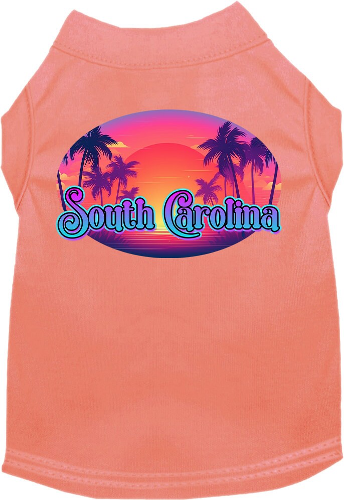 Camiseta serigrafiada para perros y gatos, para mascotas pequeñas y medianas (tallas XS a XL), "South Carolina Classic Beach"