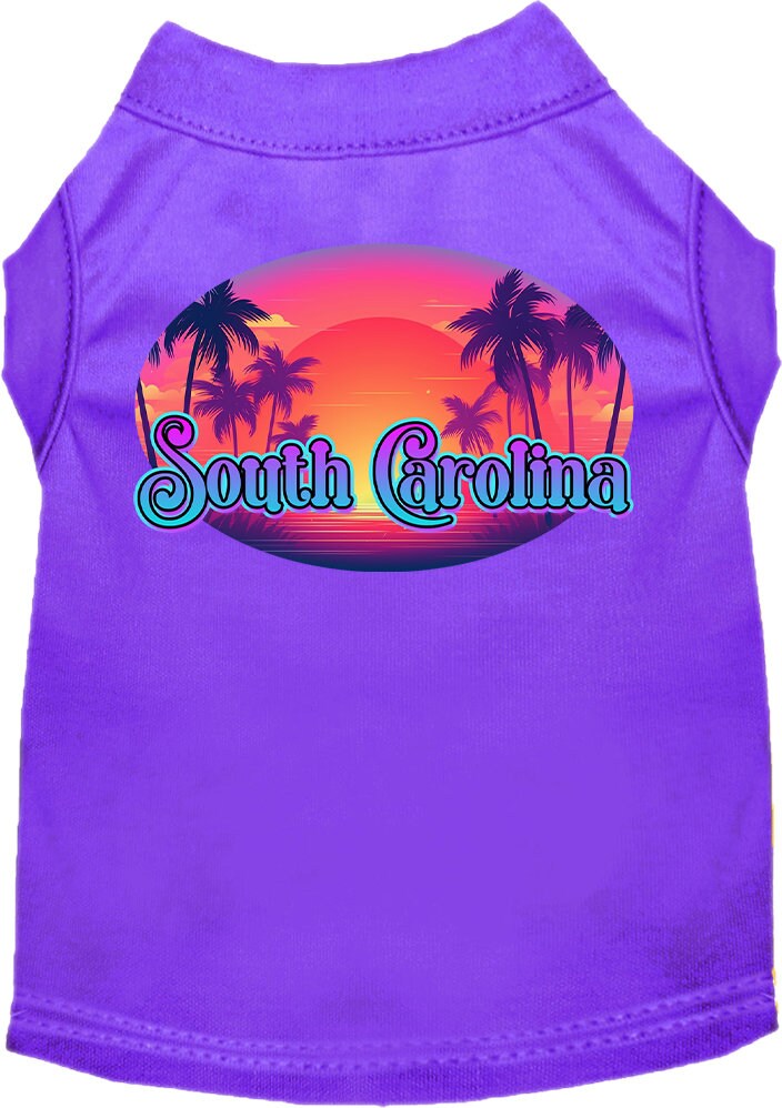 Camiseta serigrafiada para perros y gatos, para mascotas pequeñas y medianas (tallas XS a XL), "South Carolina Classic Beach"