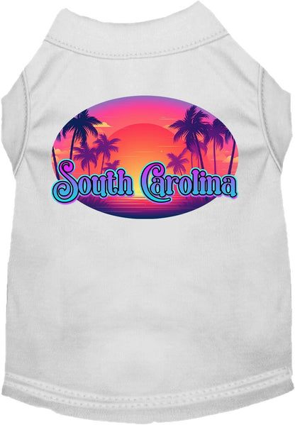 Camiseta serigrafiada para perros y gatos, para mascotas pequeñas y medianas (tallas XS a XL), "South Carolina Classic Beach"