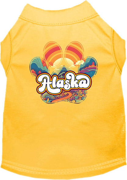 Camiseta serigrafiada para perros y gatos, para mascotas pequeñas y medianas (tallas XS a XL), "Alaska Groovy Summit"