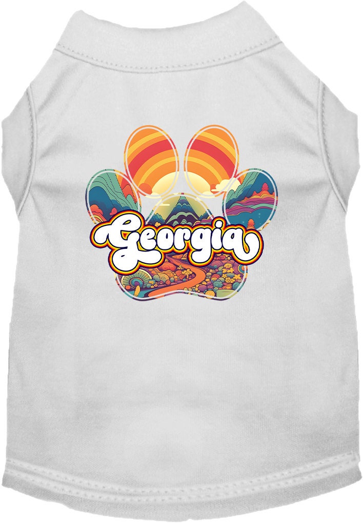 Camiseta serigrafiada para perros y gatos, para mascotas pequeñas y medianas (tallas XS a XL), "Georgia Groovy Summit"