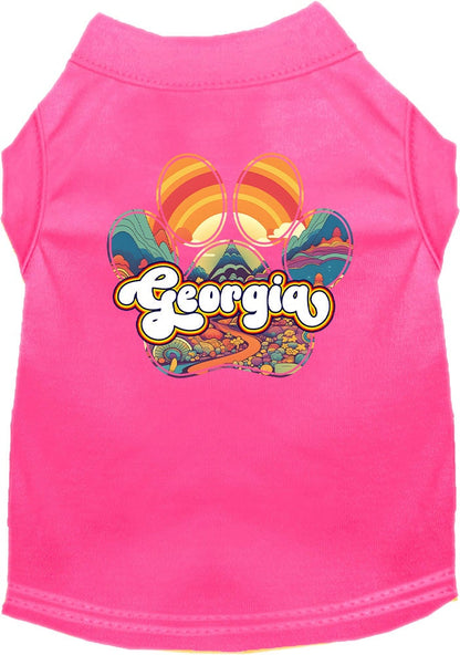 Camiseta serigrafiada para perros y gatos, para mascotas pequeñas y medianas (tallas XS a XL), "Georgia Groovy Summit"