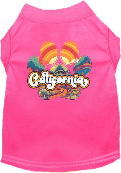 Pet Dog & Cat Screen Printed Shirt for Small to Medium Pets (Sizes XS-XL), "California Groovy Summit"