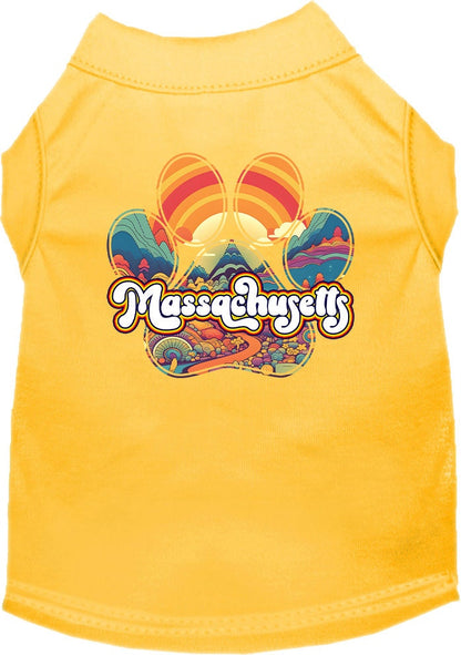 Pet Dog & Cat Screen Printed Shirt for Medium to Large Pets (Sizes 2XL-6XL), "Massachusetts Groovy Summit"