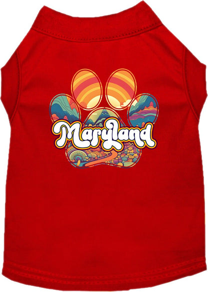 Camiseta serigrafiada para perros y gatos, para mascotas pequeñas y medianas (tallas XS a XL), "Maryland Groovy Summit"