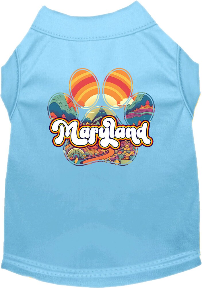 Camiseta serigrafiada para perros y gatos, para mascotas pequeñas y medianas (tallas XS a XL), "Maryland Groovy Summit"