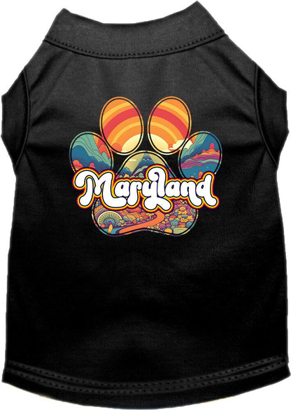 Camiseta serigrafiada para perros y gatos, para mascotas pequeñas y medianas (tallas XS a XL), "Maryland Groovy Summit"