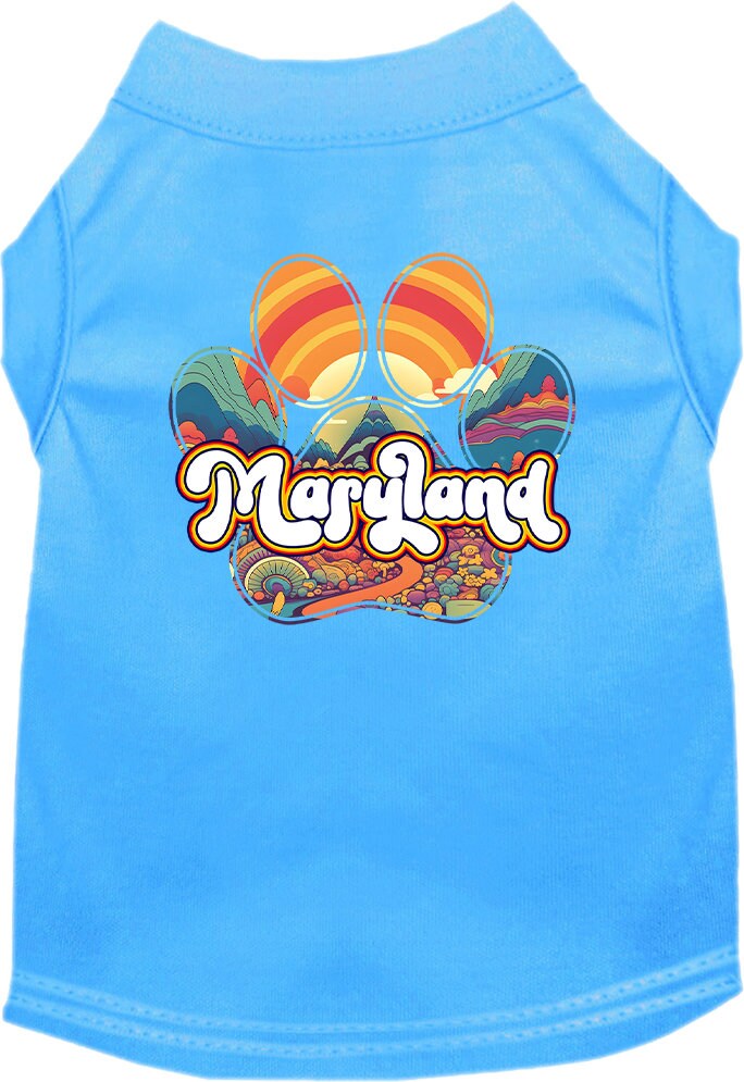 Camiseta serigrafiada para perros y gatos, para mascotas pequeñas y medianas (tallas XS a XL), "Maryland Groovy Summit"