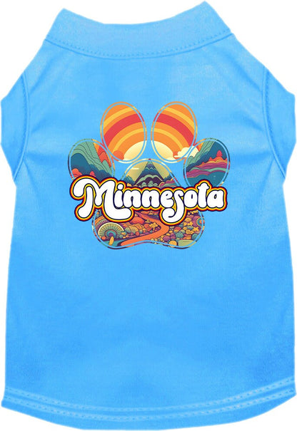 Camiseta serigrafiada para perros y gatos, para mascotas pequeñas y medianas (tallas XS a XL), "Minnesota Groovy Summit"