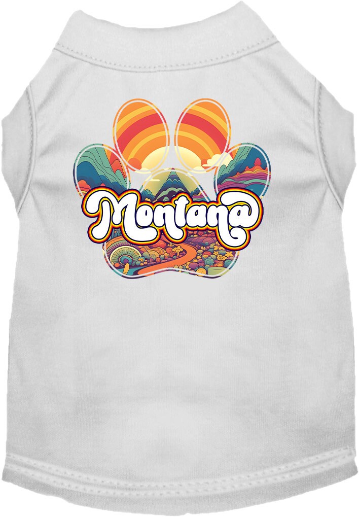 Camiseta serigrafiada para perros y gatos, para mascotas pequeñas y medianas (tallas XS a XL), "Montana Groovy Summit"