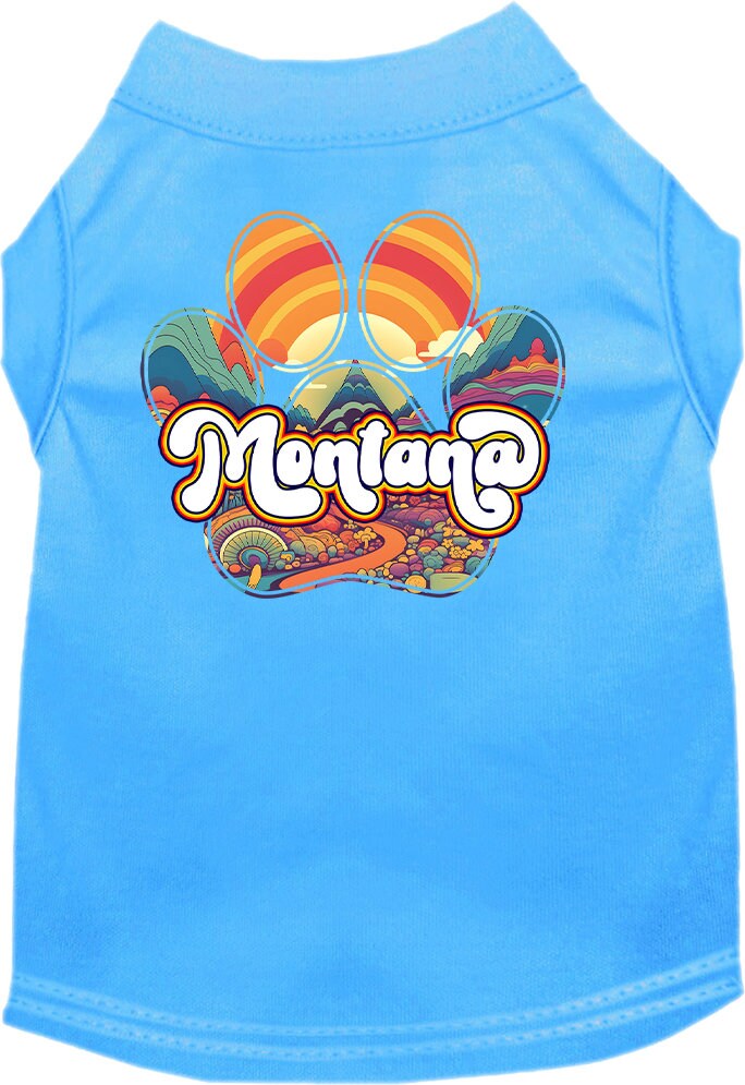 Camiseta serigrafiada para perros y gatos, para mascotas pequeñas y medianas (tallas XS a XL), "Montana Groovy Summit"