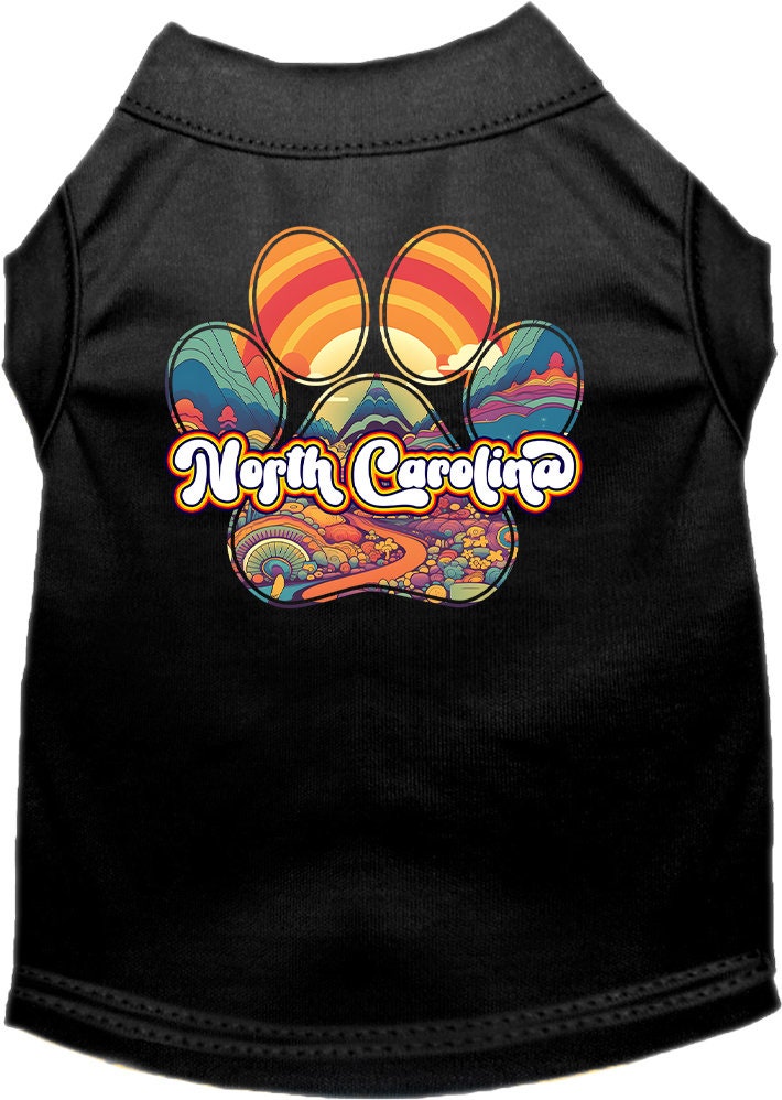 Camiseta serigrafiada para perros y gatos, para mascotas pequeñas y medianas (tallas XS a XL), "North Carolina Groovy Summit"