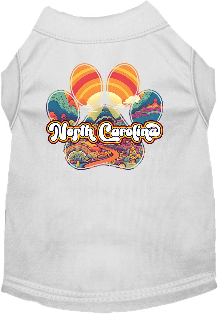 Camiseta serigrafiada para perros y gatos, para mascotas pequeñas y medianas (tallas XS a XL), "North Carolina Groovy Summit"