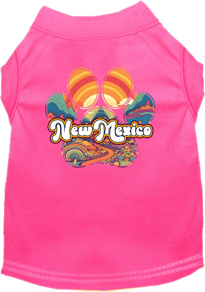 Camiseta serigrafiada para perros y gatos, para mascotas pequeñas y medianas (tallas XS a XL), "New Mexico Groovy Summit"