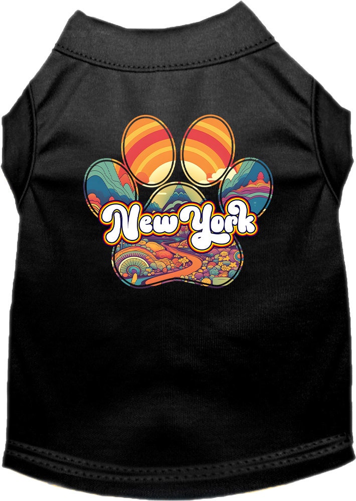 Camiseta serigrafiada para perros y gatos, para mascotas pequeñas y medianas (tallas XS a XL), "New York Groovy Summit"