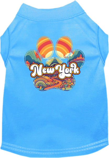 Camiseta serigrafiada para perros y gatos, para mascotas pequeñas y medianas (tallas XS a XL), "New York Groovy Summit"