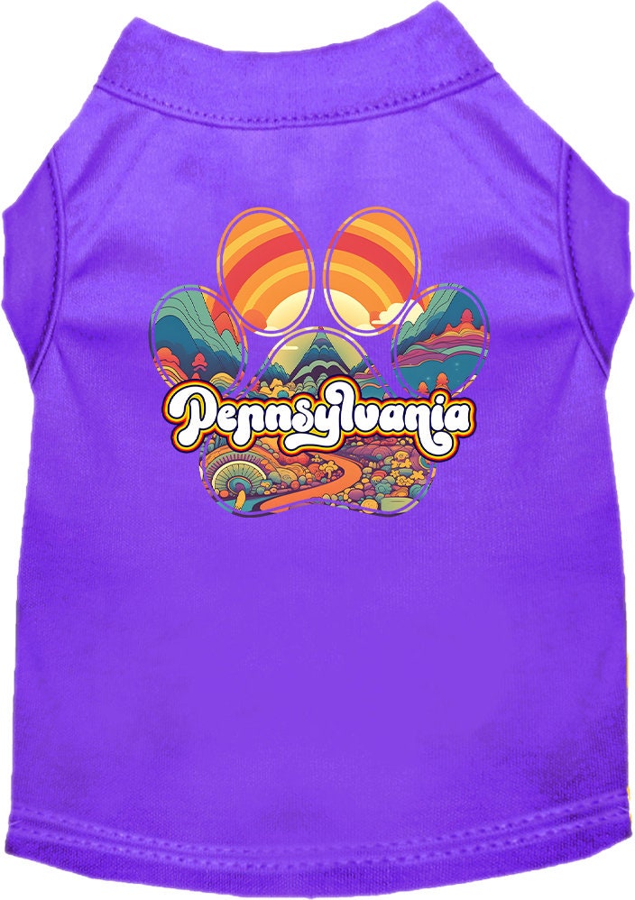 Camiseta serigrafiada para perros y gatos, para mascotas pequeñas y medianas (tallas XS a XL), "Pennsylvania Groovy Summit"