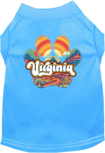 Camiseta serigrafiada para perros y gatos, para mascotas pequeñas y medianas (tallas XS a XL), "Virginia Groovy Summit"