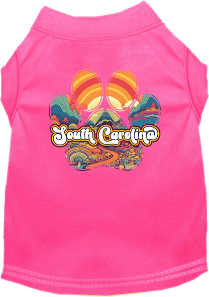 Camiseta serigrafiada para perros y gatos, para mascotas pequeñas y medianas (tallas XS a XL), "South Carolina Groovy Summit"