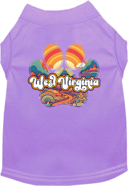 Camiseta serigrafiada para perros y gatos, para mascotas pequeñas y medianas (tallas XS a XL), "West Virginia Groovy Summit"