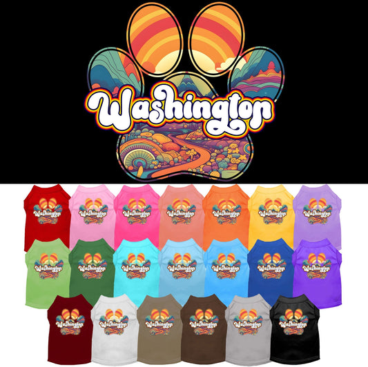 Camiseta serigrafiada para perros y gatos, para mascotas pequeñas y medianas (tallas XS a XL), "Washington Groovy Summit"