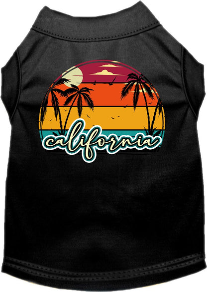 Pet Dog & Cat Screen Printed Shirt for Medium to Large Pets (Sizes 2XL-6XL), "California Retro Beach Sunset"