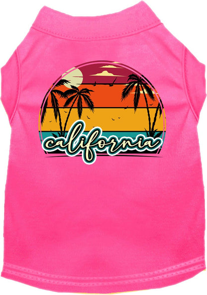 Pet Dog & Cat Screen Printed Shirt for Medium to Large Pets (Sizes 2XL-6XL), "California Retro Beach Sunset"